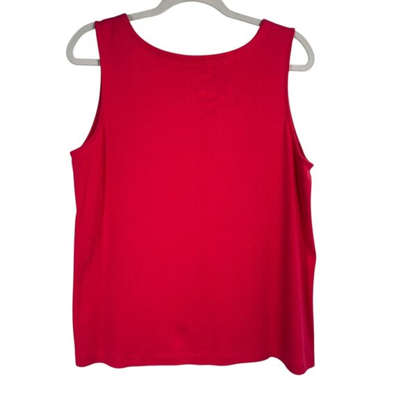 J. Jill Pima Rounded V Neck A-Line Tank Sz Large Strawberry Red Pink 100% Cotton - Picture 3 of 10